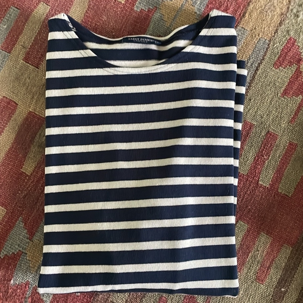 Navy and White Striped Sweatshirt